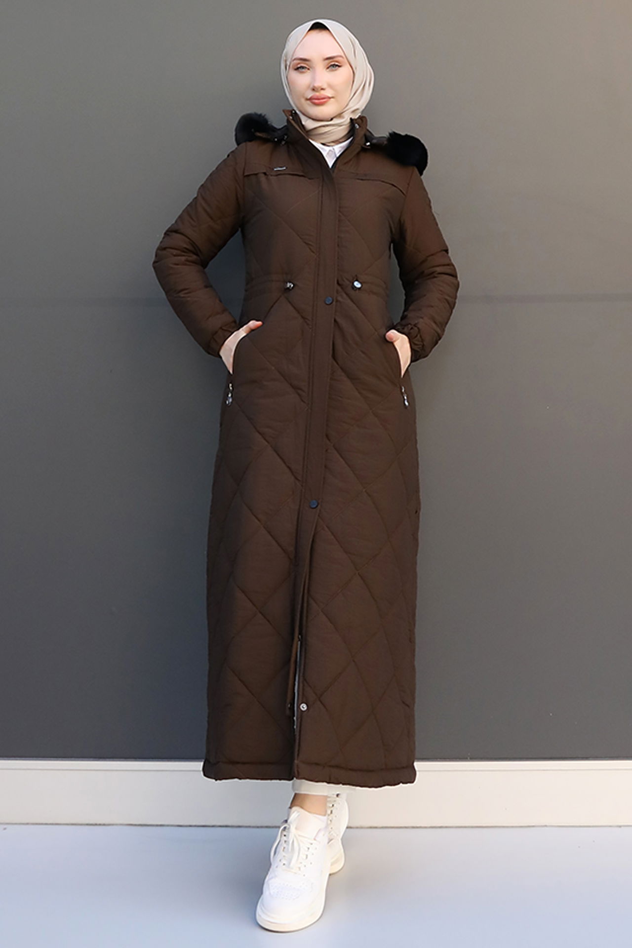 Aysema Kürklü Şişme Mont Kahve - 3