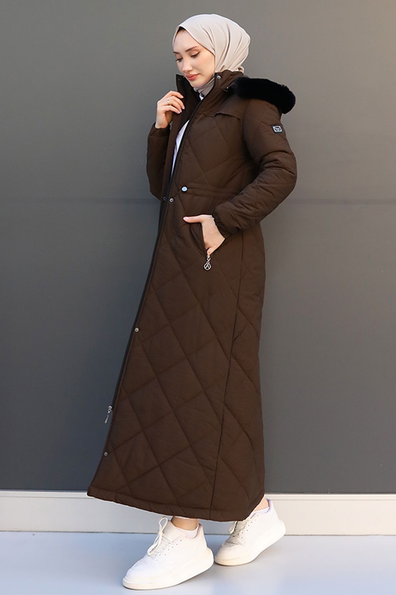 Aysema Kürklü Şişme Mont Kahve - 4