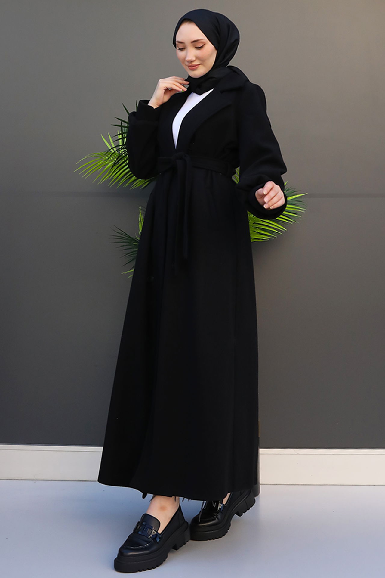 Uzun 6 Düğmeli Kaban Siyah - 2