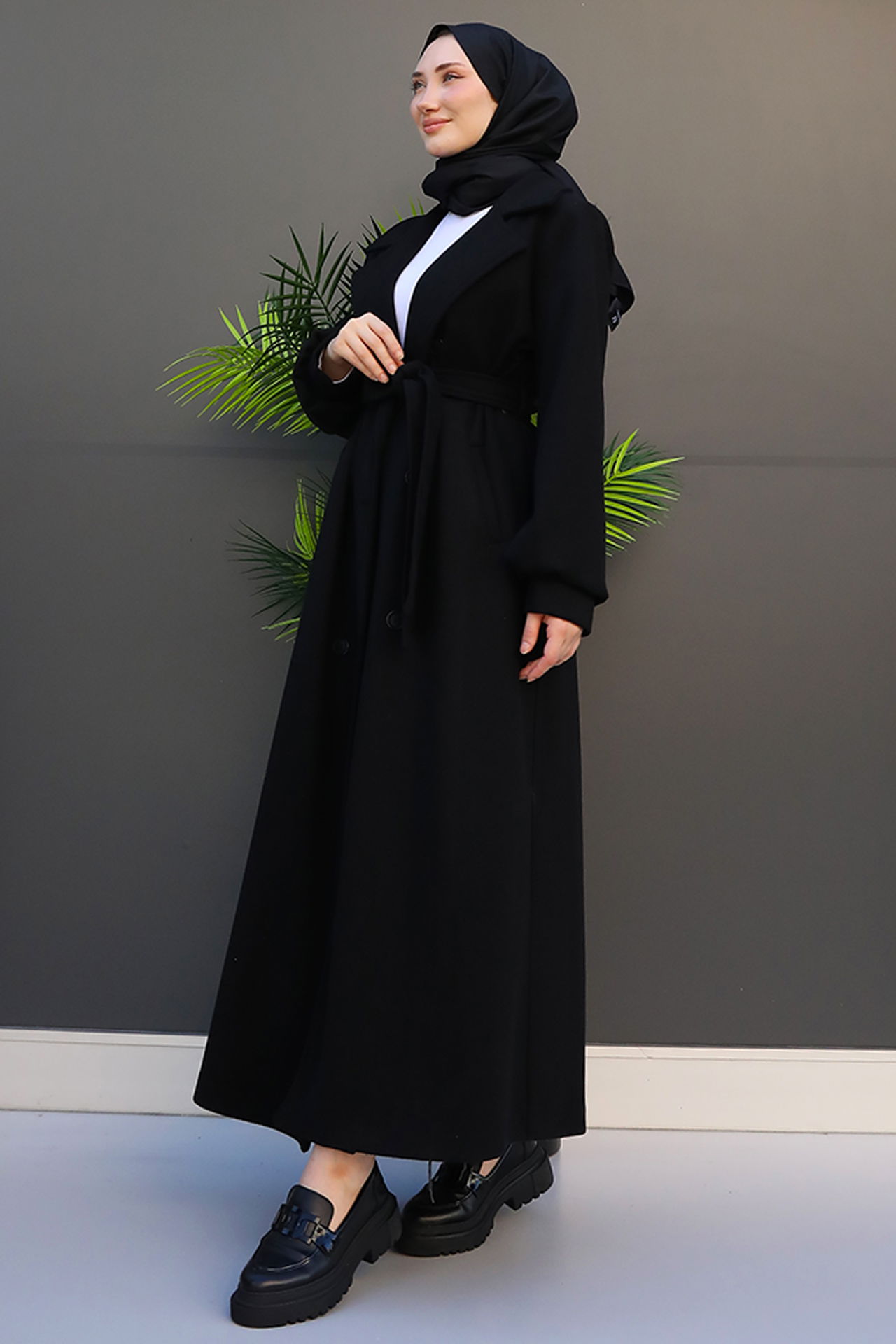 Uzun 6 Düğmeli Kaban Siyah - 3