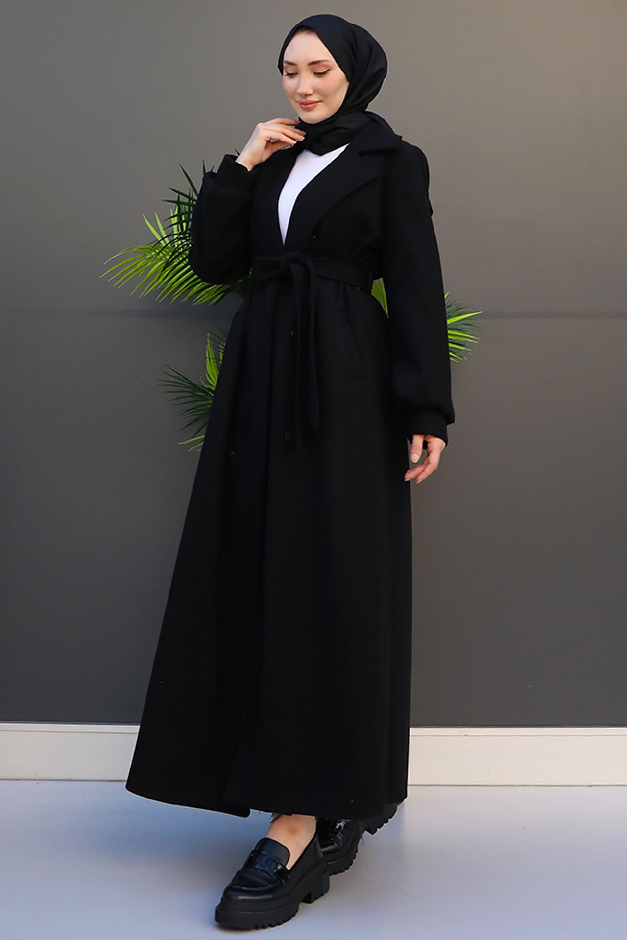 Uzun 6 Düğmeli Kaban Siyah - 4