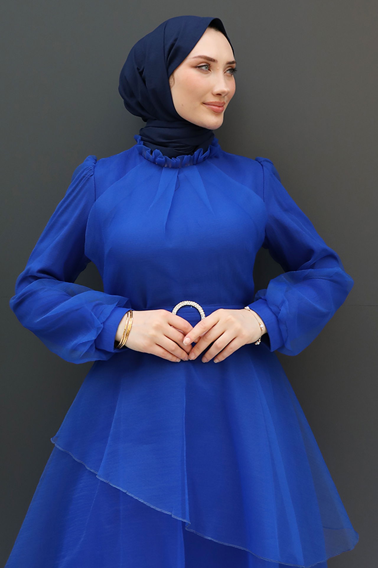 Hüma Tesettür Abiye Saks - 5