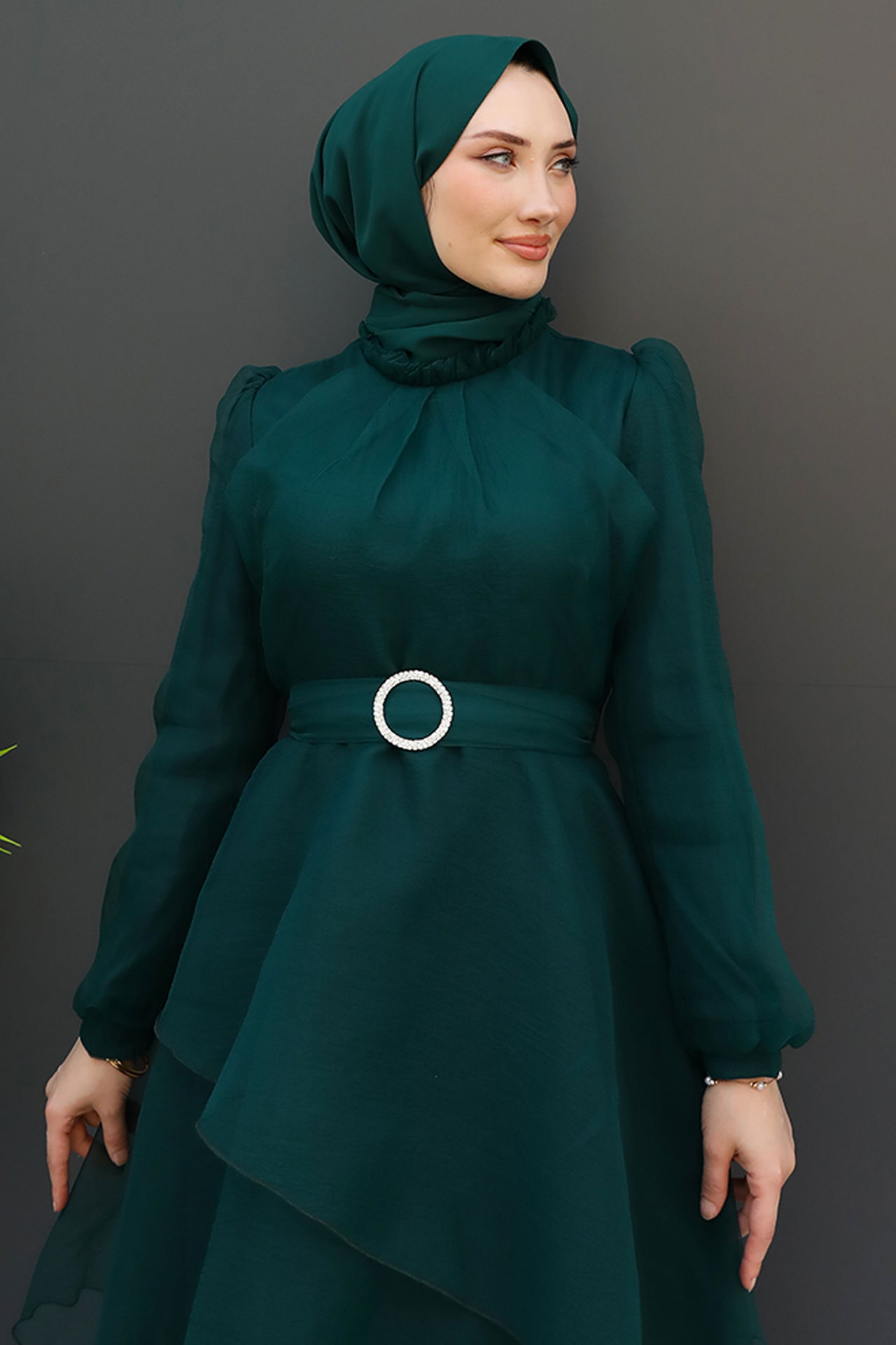 Hüma Tesettür Abiye Zümrüt - 4