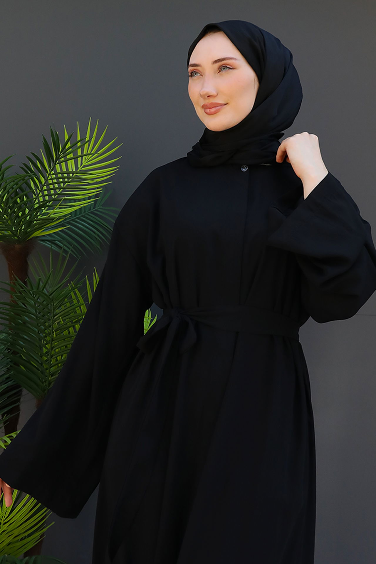 Mercan Tesettür Ferace Siyah - 5