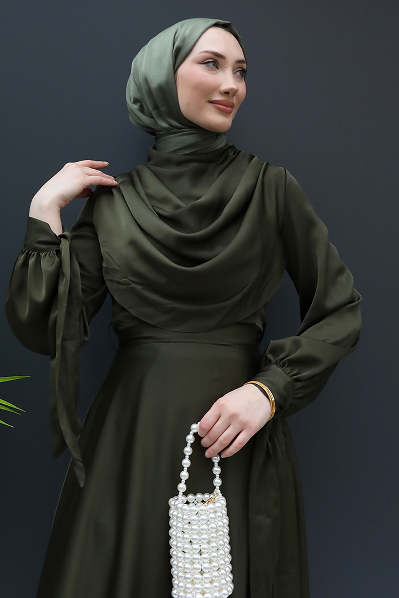 Kol Bağlamalı Degaje Abiye Haki - 5