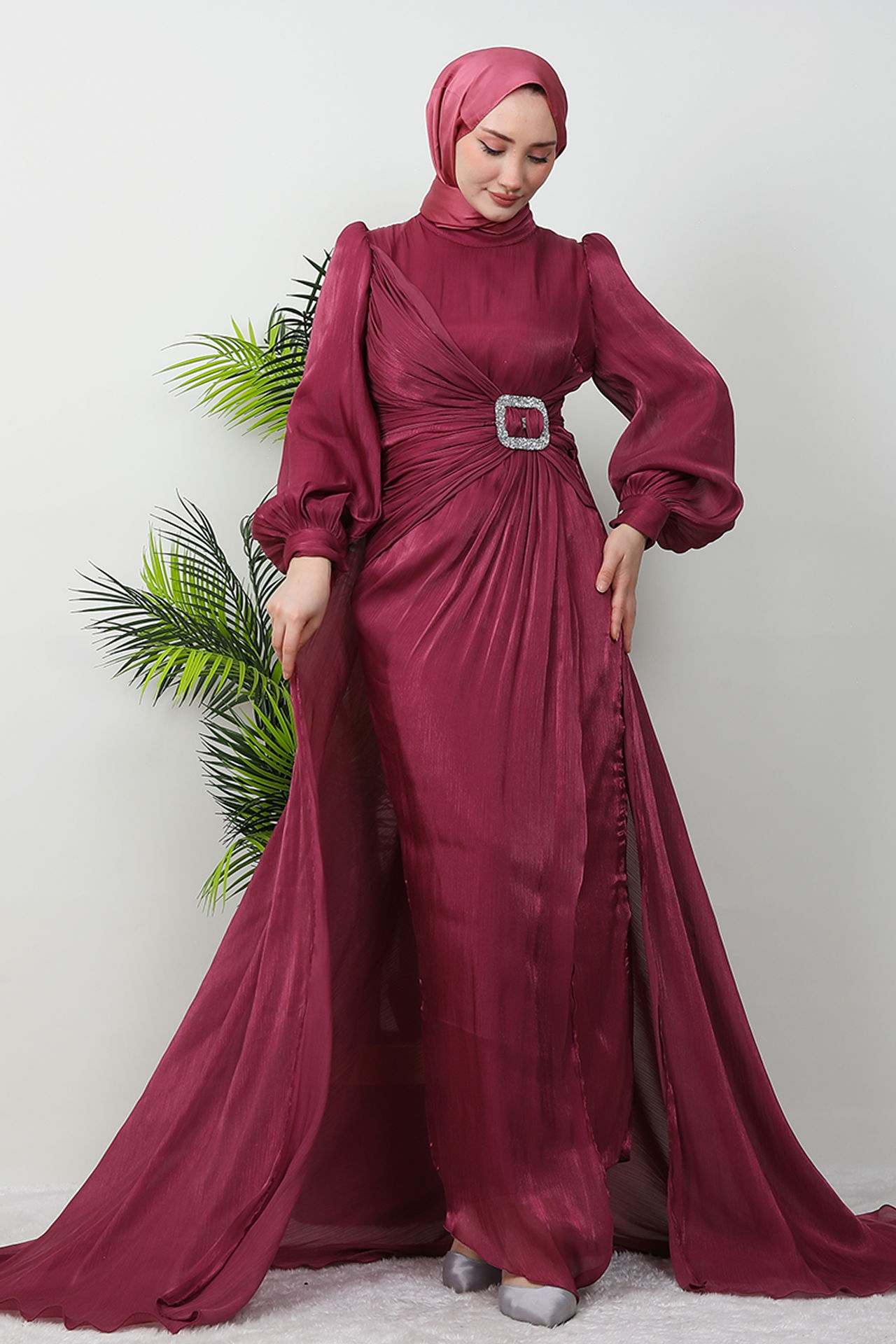 Aslı Tesettür Elbise Fuşya - 2