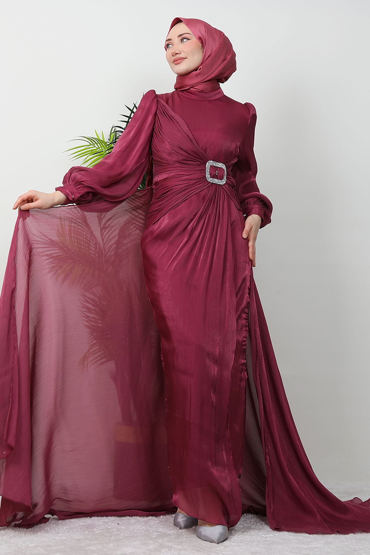 Aslı Tesettür Elbise Fuşya - 3