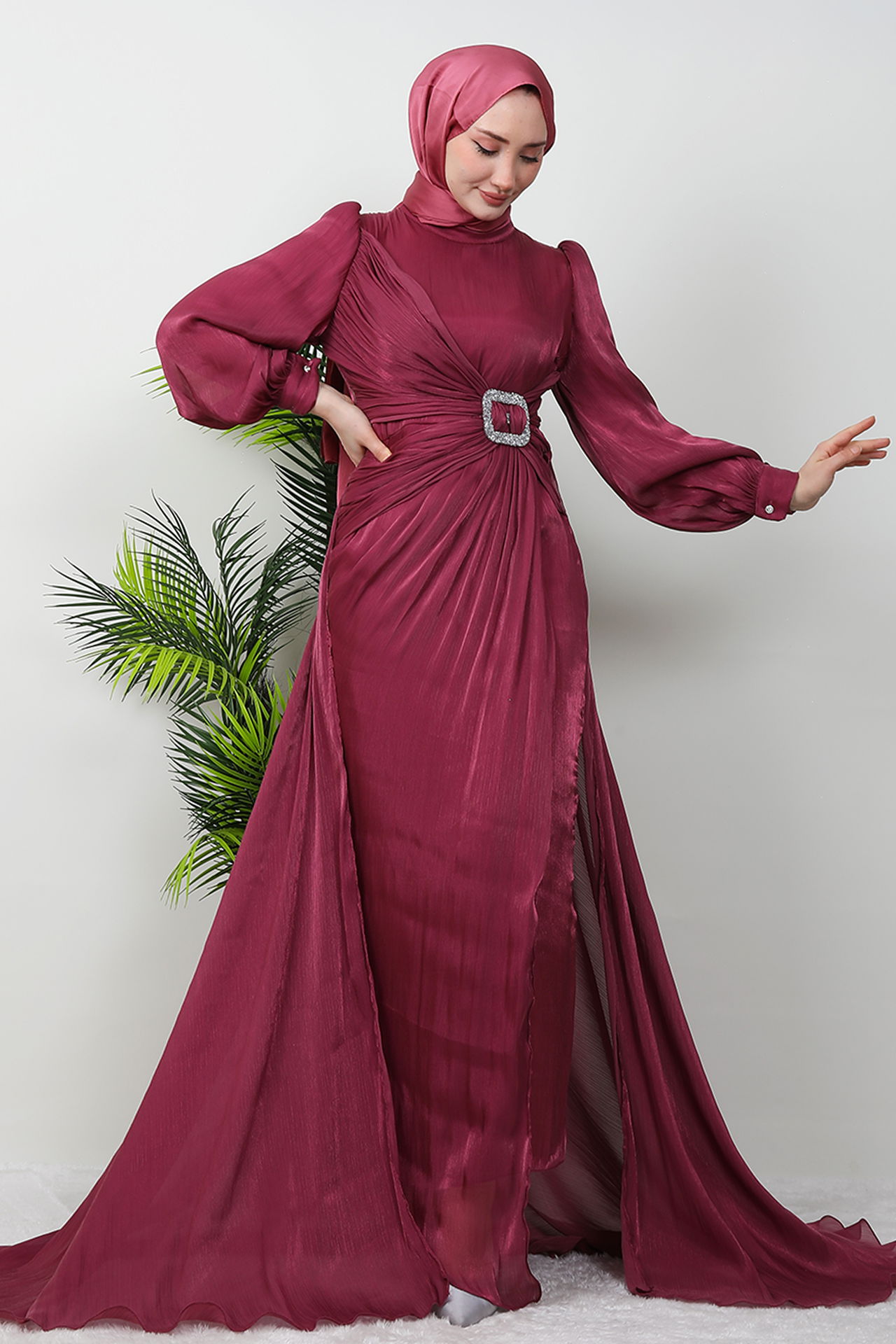 Aslı Tesettür Elbise Fuşya - 4