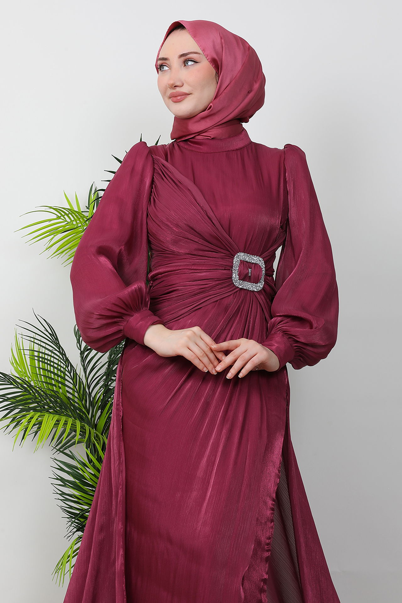 Aslı Tesettür Elbise Fuşya - 5