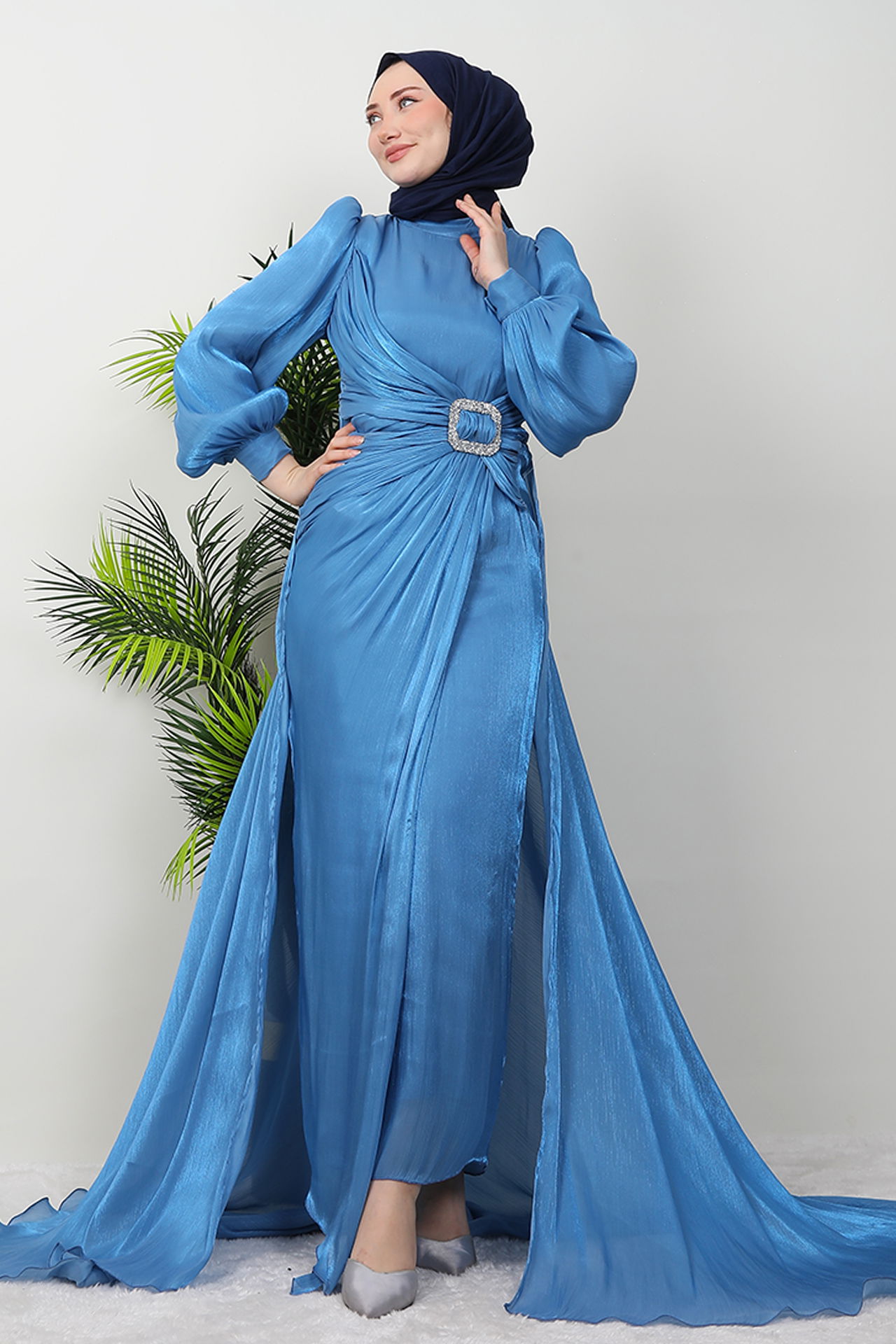 Aslı Tesettür Elbise İndigo - 3