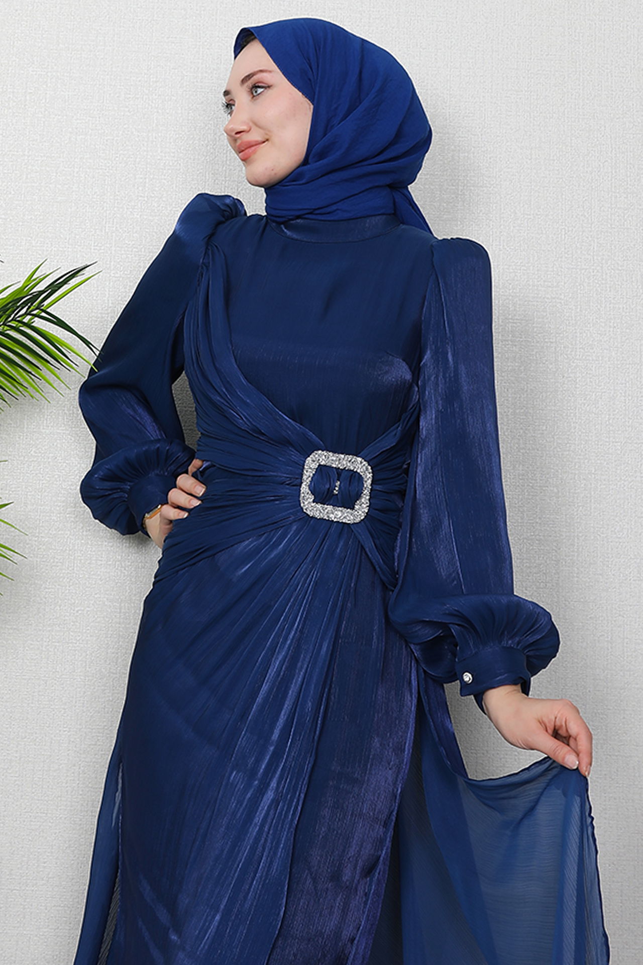 Aslı Tesettür Elbise Lacivert - 5