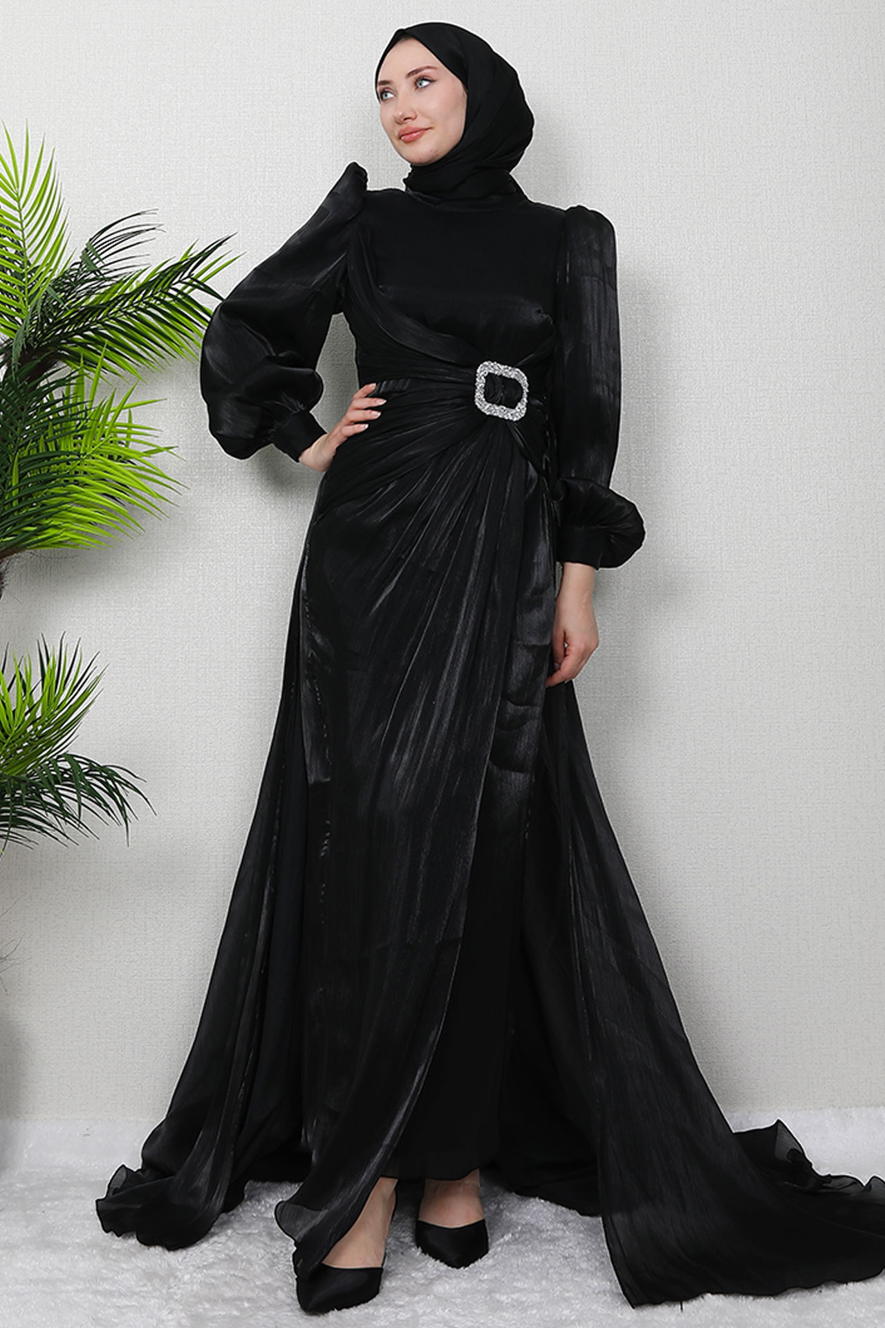 Aslı Tesettür Elbise Siyah - 3