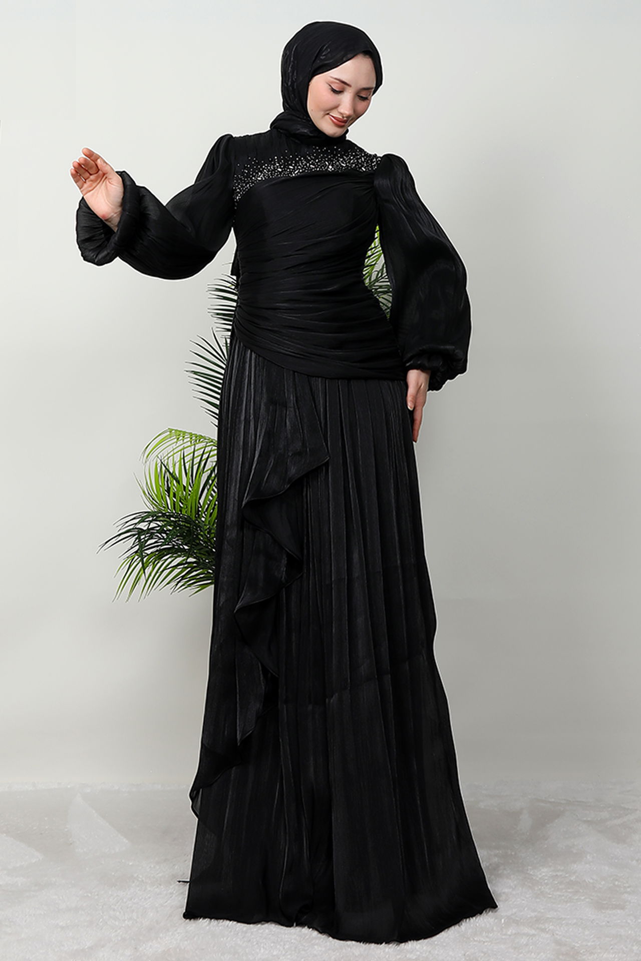 Tülin Tesettür Abiye Siyah - 2