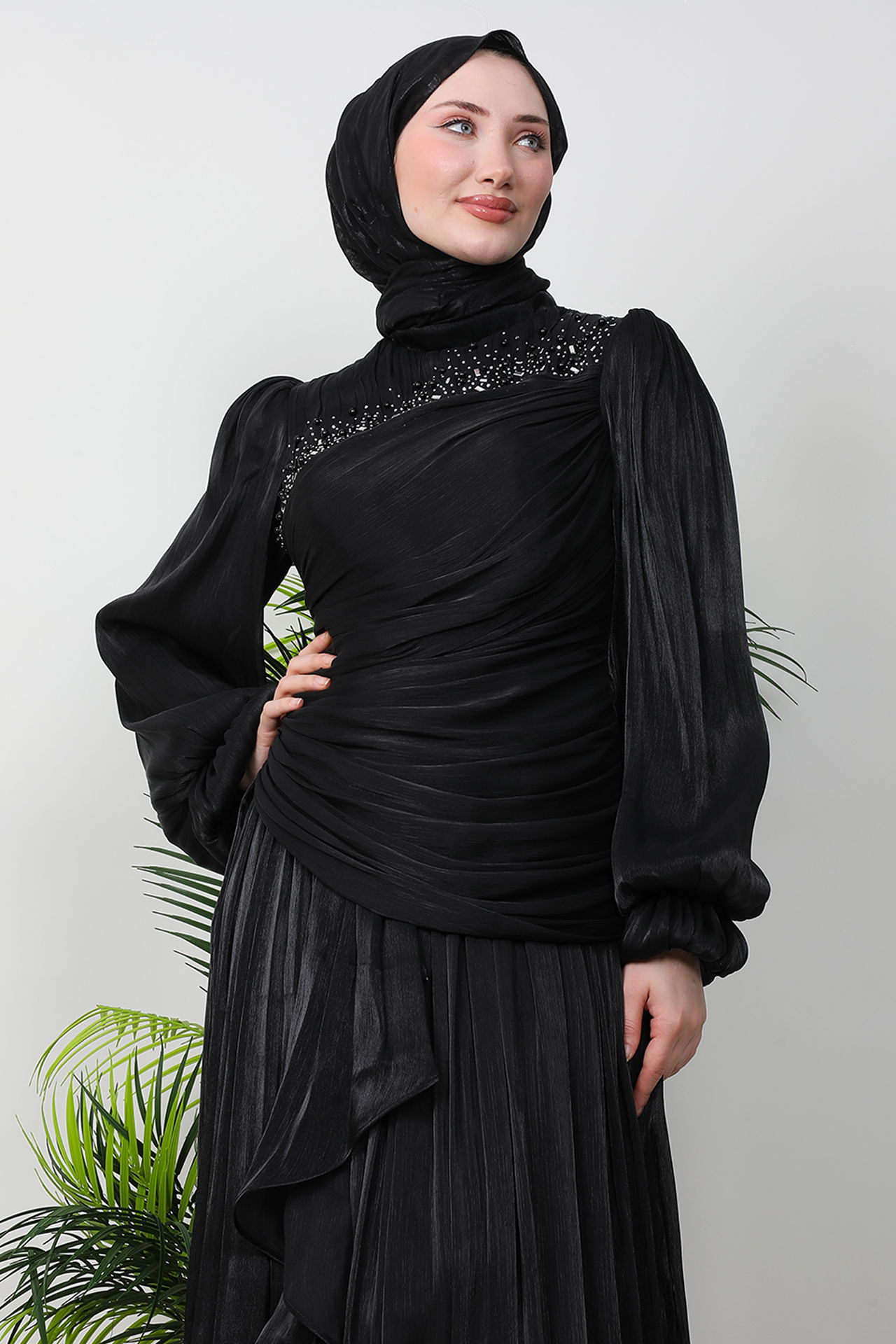 Tülin Tesettür Abiye Siyah - 5