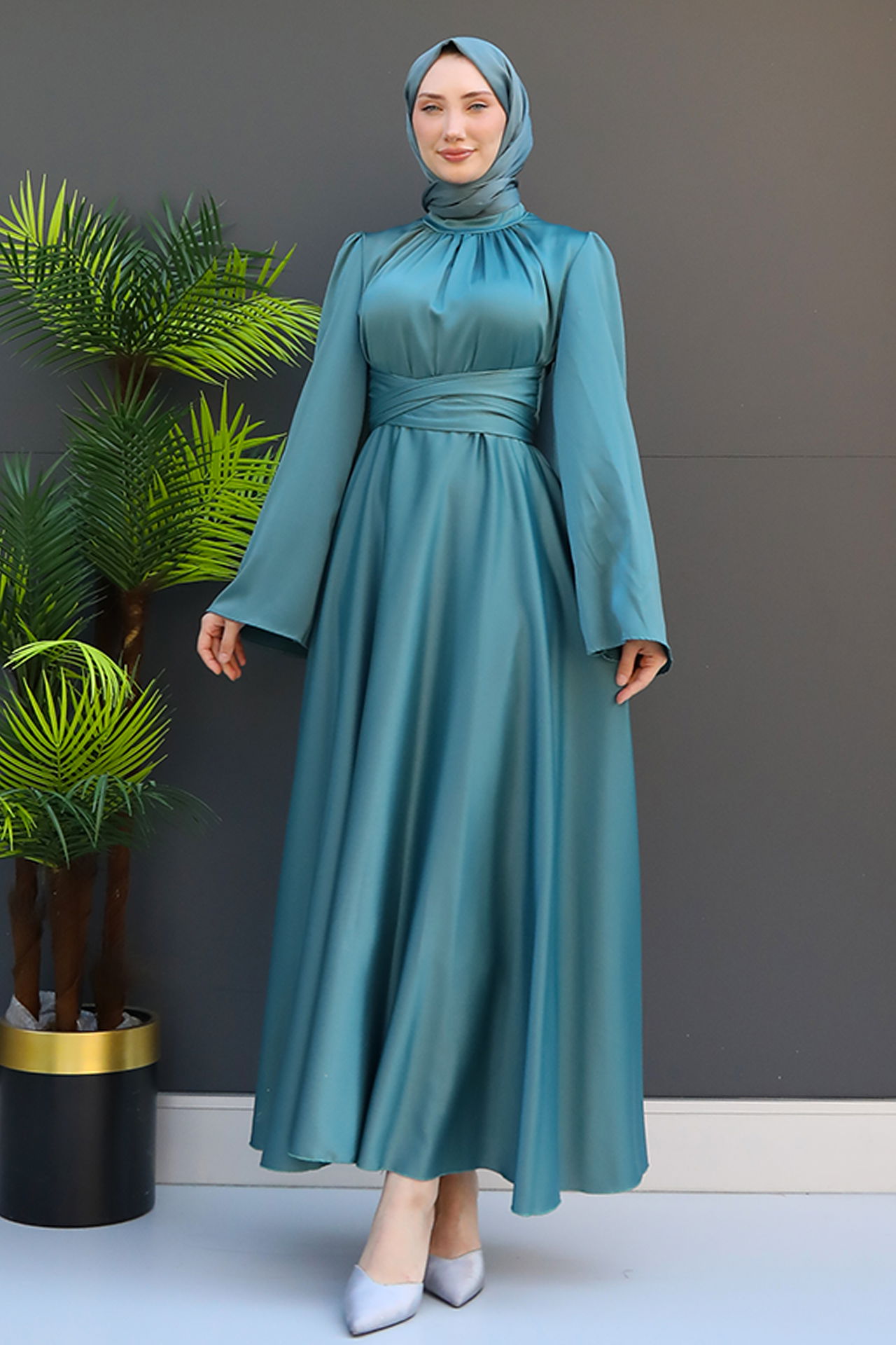 Nazlı Tesettür Elbise Mint - 3