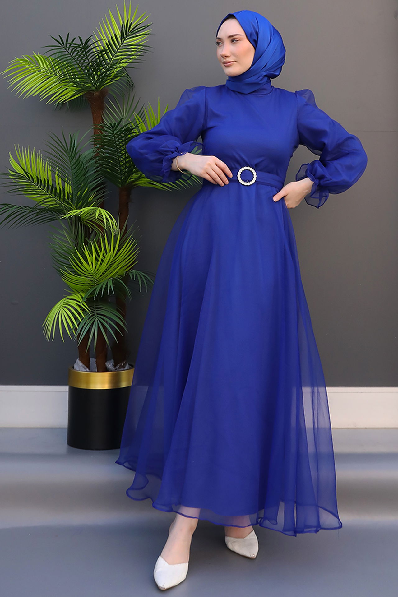 Elfida Tesettür Elbise Gece Mavi 