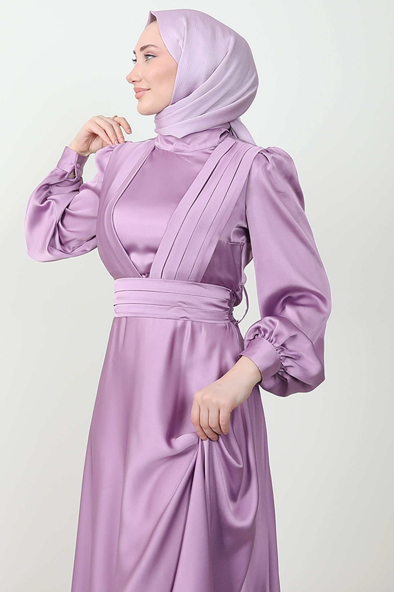 Milanda Tesettür Abiye Lila - 5