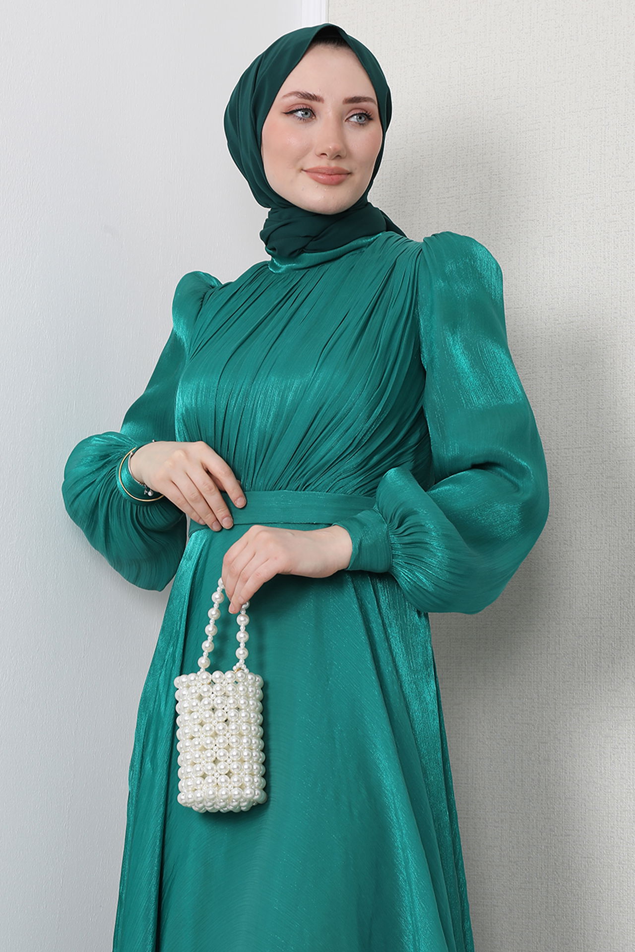 Yasmin Tesettür Elbise Yeşil - 6